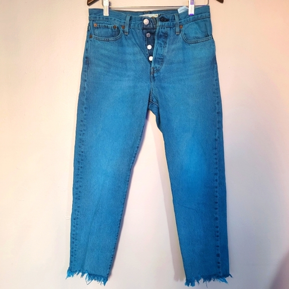 Levi's Denim - Levis Wedgie Teal Rinse Button Fly Jeans High Rise Straight Size 28